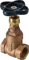 NIBCO - 3/4" Pipe, Class 125, Threaded Bronze Solid Wedge Stem Gate Valve - 200 WOG, 125 WSP, Screw-In Bonnet - Exact Industrial Supply