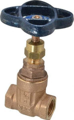 NIBCO - 3/8" Pipe, Class 125, Threaded Bronze Solid Wedge Stem Gate Valve - 200 WOG, 125 WSP, Screw-In Bonnet - Exact Industrial Supply