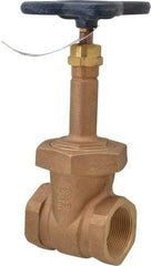 NIBCO - 1-1/2" Pipe, Class 125, Threaded Bronze Solid Wedge Rising Stem Gate Valve - 200 WOG, 125 WSP, Union Bonnet - Exact Industrial Supply
