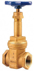 NIBCO - 3/8" Pipe, Class 125, Threaded Bronze Solid Wedge Rising Stem Gate Valve - 200 WOG, 125 WSP, Union Bonnet - Exact Industrial Supply