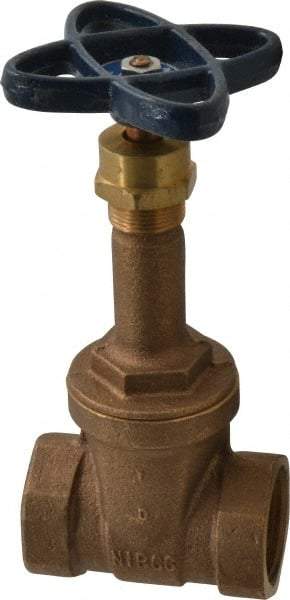 NIBCO - Class 150, Threaded Bronze Solid Wedge Rising Stem Gate Valve - 300 WOG, 150 WSP, Screw-In Bonnet - Exact Industrial Supply