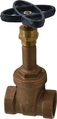 NIBCO - Class 150, Threaded Bronze Solid Wedge Rising Stem Gate Valve - 300 WOG, 150 WSP, Screw-In Bonnet - Exact Industrial Supply