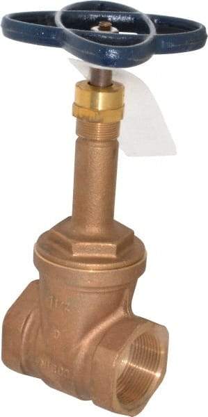 NIBCO - Class 125, Threaded Bronze Solid Wedge Rising Stem Gate Valve - 200 WOG, 125 WSP, Union Bonnet - Exact Industrial Supply
