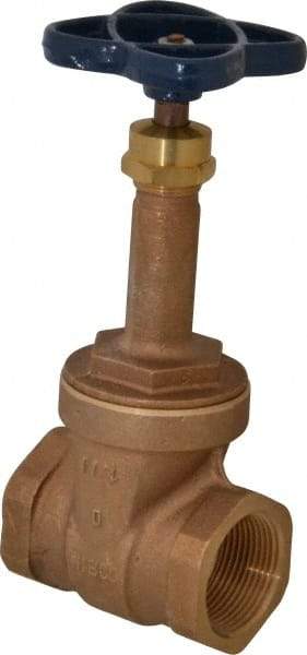 NIBCO - Class 125, Threaded Bronze Solid Wedge Rising Stem Gate Valve - 200 WOG, 125 WSP, Union Bonnet - Exact Industrial Supply