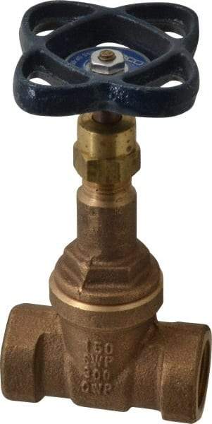 NIBCO - Class 125, Threaded Bronze Solid Wedge Rising Stem Gate Valve - 200 WOG, 125 WSP, Union Bonnet - Exact Industrial Supply