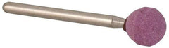 Made in USA - 3/8" Head Diam x 3/8" Thickness, B122, Ball End, Aluminum Oxide Mounted Point - Medium Grade - Exact Industrial Supply