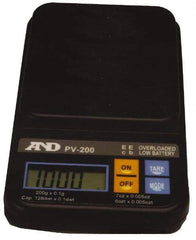 A&D Engineering - 0.5 Kg Capacity, LCD Pocket Scale - 0.1 g & 0.005 oz Graduation, Battery - Exact Industrial Supply