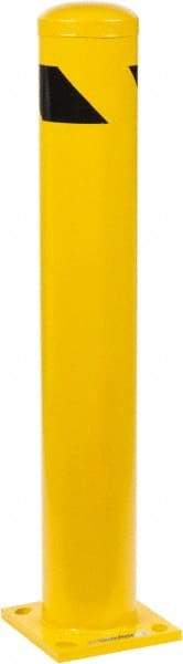 PRO-SAFE - 5-1/2" Diam x 36" High, Steel Bollard - 8" Wide x 8" Long Mounting Plate - Exact Industrial Supply