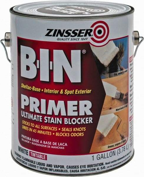 Zinsser - 1 Gal White Primer - 400 to 500 Sq Ft Coverage, 549 gL Content, Quick Drying - Exact Industrial Supply