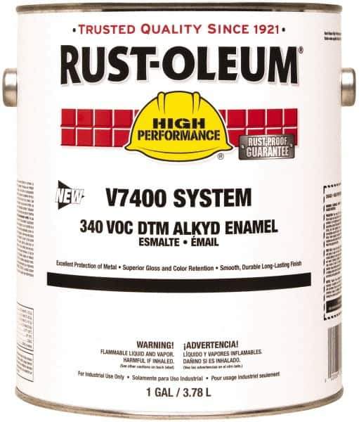 Rust-Oleum - 1 Gal Almond Gloss Finish Alkyd Enamel Paint - 230 to 425 Sq Ft per Gal, Interior/Exterior, Direct to Metal, <340 gL VOC Compliance - Exact Industrial Supply