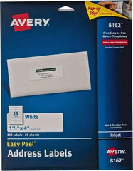 AVERY - 4" Long, White Paper Shipping Label - For Inkjet Printers - Exact Industrial Supply