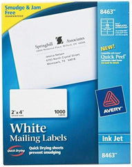 AVERY - 2" Wide x 4" Long, White Paper Shipping Label - For Inkjet Printers - Exact Industrial Supply