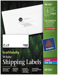 AVERY - 2" Wide x 4" Long, White Paper Shipping Label - For Laser/Inkjet Printers - Exact Industrial Supply
