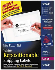 AVERY - 4" Long, White Paper Shipping Label - For Laser Printers - Exact Industrial Supply