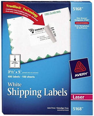 AVERY - 5" Long, White Paper Shipping Label - For Laser Printers - Exact Industrial Supply