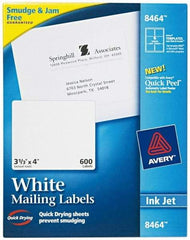 AVERY - 3.33" Wide x 4" Long, White Paper Shipping Label - For Inkjet Printers - Exact Industrial Supply