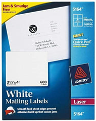 AVERY - 4" Long, White Paper Shipping Label - For Laser Printers - Exact Industrial Supply