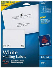 AVERY - 4" Long, White Shipping Label - For Inkjet Printers - Exact Industrial Supply