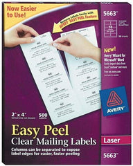 AVERY - 2" Wide x 4" Long, Clear Shipping Label - For Laser Printers - Exact Industrial Supply