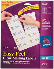 AVERY - 2" Wide x 4" Long, Clear Shipping Label - For Inkjet Printers - Exact Industrial Supply