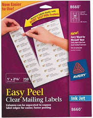 AVERY - 1" Wide x 2-5/8" Long, Clear Shipping Label - For Inkjet Printers - Exact Industrial Supply