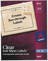AVERY - 11" Long, Clear Shipping Label - For Inkjet Printers - Exact Industrial Supply