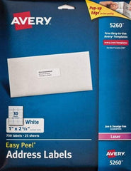 AVERY - 1" Wide x 2-5/8" Long, White Paper Shipping Label - For Laser Printers - Exact Industrial Supply