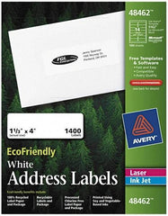 AVERY - 4" Long, White Paper Return Address Label - For Laser/Inkjet Printers - Exact Industrial Supply