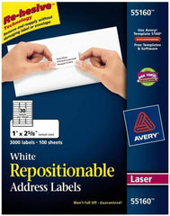 AVERY - 1" Wide x 2-5/8" Long, White Paper Shipping Label - For Laser Printers - Exact Industrial Supply