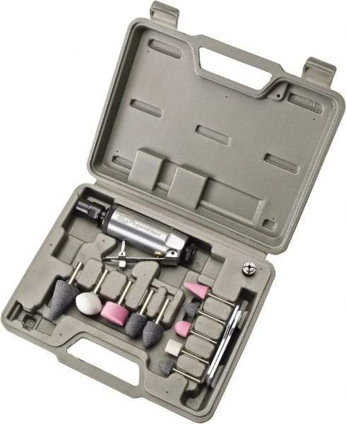 Ingersoll-Rand - 1/4" Spindle, 28,000 RPM, Front Exhaust Straight Air Die Grinder Kit - 24 CFM Air Consumption, 1/4 NPT Inlet, 1/4 hp - Exact Industrial Supply