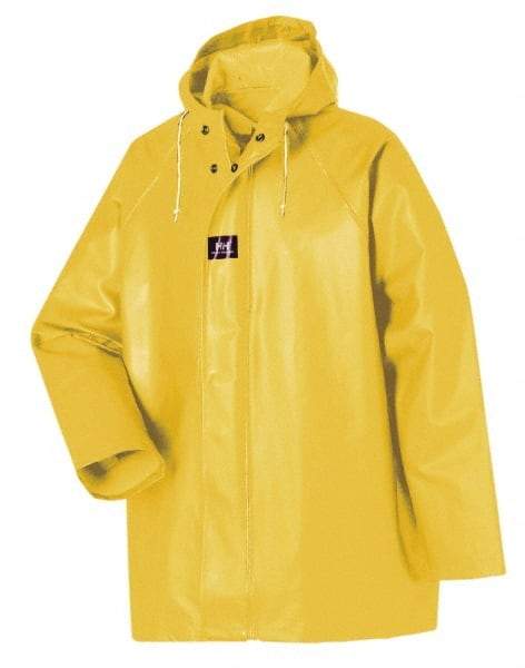Helly Hansen - Size S, Yellow, Rain Jacket - 34-36" Chest, Attached Hood - Exact Industrial Supply