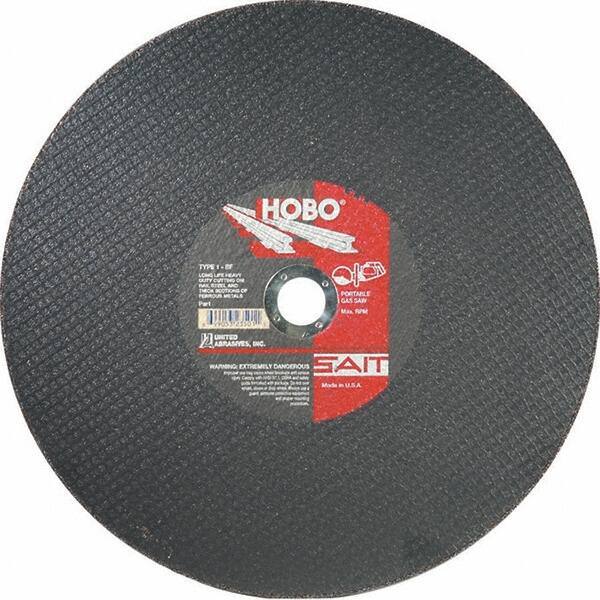 Sait - 16" Aluminum Oxide Cutoff Wheel - 1/8" Thick, 1" Arbor, 4,800 Max RPM, Use with Portable Tools - Exact Industrial Supply