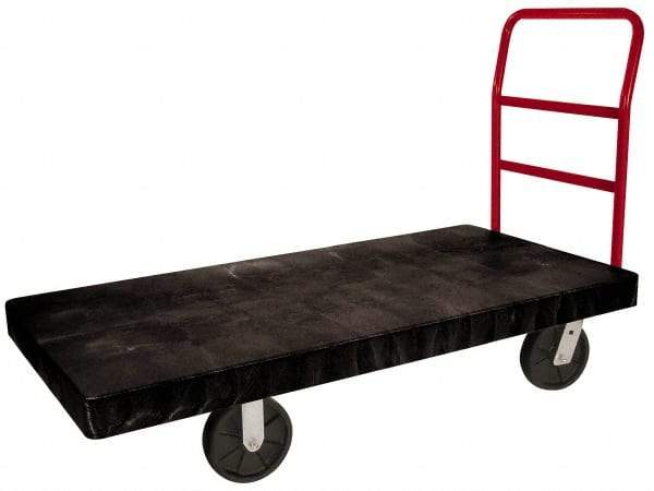Rubbermaid - 2,500 Lb Capacity Structural Foam/Steel Platform Truck - Structural Foam Deck, 30" OAW, Polyolefin Casters - Exact Industrial Supply