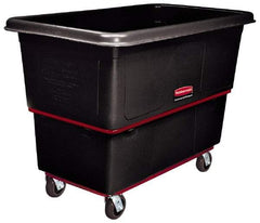 Rubbermaid - 700 Lb Load Capacity, 8 Cu Ft, Polyethylene Utility Truck - 26" Wide x 38-3/8" Long x 28-3/4" High, Black - Exact Industrial Supply