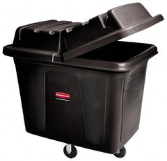 Rubbermaid - 500 Lb Load Capacity, 16 Cu Ft, Polyethylene Cube Truck - 31" Wide x 43-3/4" Long x 37" High, Black - Exact Industrial Supply