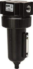 Parker - 1/2" Port, 7.67" High x 3.24" Wide Standard Filter with Metal Bowl, Manual Drain - 130 SCFM, 250 Max psi, 175°F Max Temp, Sight Glass Included, Modular Connection, 7.2 oz Bowl Capacity - Exact Industrial Supply