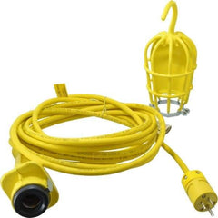 Woodhead Electrical - 240 Volt, 100 Watt, Electric, Incandescent Portable Handheld Work Light - 25' Cord, 1 Head, 1,000 Lumens, Zinc-Plated Steel, 101.6mm Wide x 374.65mm High - Exact Industrial Supply