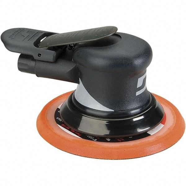 Dynabrade - 12,000 OPM, 18 CFM Air Consumption, Palm Air Orbital Sander - Round Pad, 1/4 NPT Inlet - Exact Industrial Supply