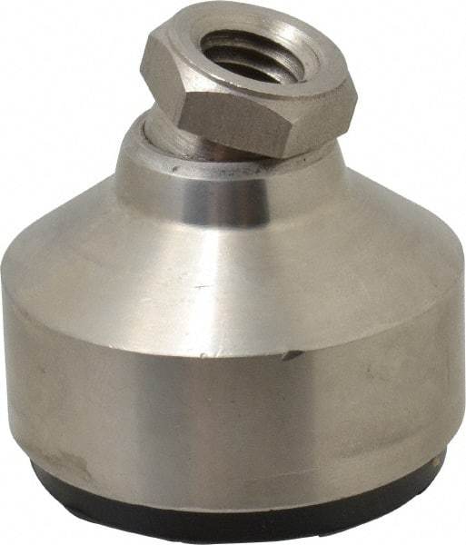 Gibraltar - 240 Lb Capacity, 1/2-13 Thread, 1-3/4" OAL, Stainless Steel Stud, Tapped Socket Mount Leveling Pad - 1-7/8" Base Diam, Stainless Steel Pad, 3/4" Hex - Exact Industrial Supply
