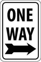 NMC - "One Way", "Right Arrow", 18" Wide x 24" High, Aluminum Parking Lot Traffic Signs - 0.08" Thick, Black on White, High Intensity Reflectivity, Rectangle, Post Mount - Exact Industrial Supply