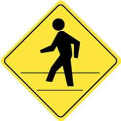 NMC - "Pedestrians Crossing", 24" Wide x 24" High, Aluminum Pedestrian Crossing Signs - 0.08" Thick, Black on Yellow, High Intensity Reflectivity, Diamond, Post Mount - Exact Industrial Supply