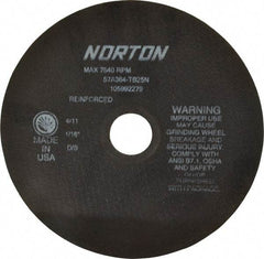 Norton - 8" 36 Grit Aluminum Oxide Cutoff Wheel - 1/16" Thick, 1-1/4" Arbor, 7,640 Max RPM, Use with Stationary Grinders - Exact Industrial Supply