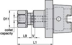 Kennametal - 0.51mm to 10.41mm Capacity, 60mm Projection, HSK40 Hollow Taper, ER16 Collet Chuck - 80mm OAL - Exact Industrial Supply