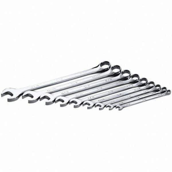 SK - 9 Piece, 1/4 to 3/4", Combination Wrench Set - Inch System of Measurement, Chrome Finish - Exact Industrial Supply