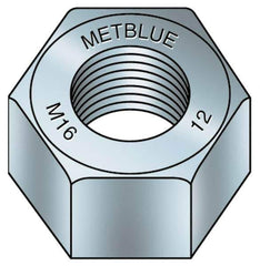 Value Collection - M20x2.50 Metric Coarse Steel Right Hand Hex Nut - 30mm Across Flats, 16mm High, Metric Blue Finish - Exact Industrial Supply