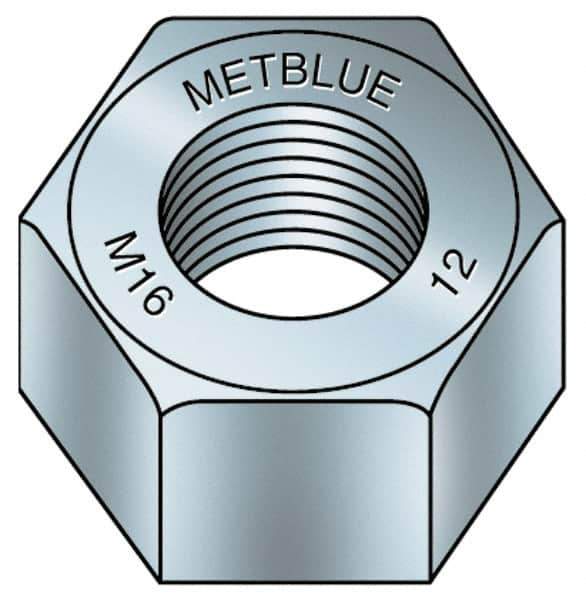 Value Collection - M24x3.00 Metric Coarse Steel Right Hand Hex Nut - 36mm Across Flats, 19mm High, Metric Blue Finish - Exact Industrial Supply