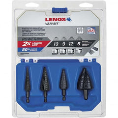 Drill Bit Set: Step Drill Bits, 4 Pc, 0.125″ Drill Bit SizesHigh Speed Steel Oxide, Split-Point, Straight Shank