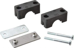 HYDAC - 2.83" Wide x 2.52" High x 1.18" Deep, Polypropylene Standard Duty Vibration-Control Clamp - Carbon Steel Plate, Mount with Weld Plate, Top Plate, Plastic Clamp Pair, Bolts - Exact Industrial Supply
