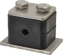 HYDAC - 1.42" Wide x 1.26" High x 1.18" Deep, Polypropylene Standard Duty Stainless Vibration-Control Clamp - Stainless Steel Plate, Mount with Weld Plate, Top Plate, Plastic Clamp Pair, Bolts - Exact Industrial Supply