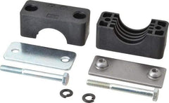 HYDAC - 2.83" Wide x 2.52" High x 1.18" Deep, Polypropylene Standard Duty Vibration-Control Clamp - Carbon Steel Plate, For 1" Pipe, Mount with Weld Plate, Top Plate, Plastic Clamp Pair, Bolts - Exact Industrial Supply